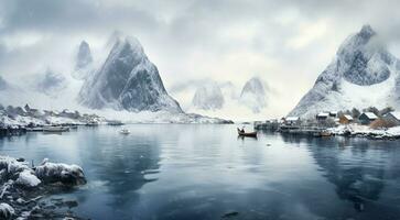 ai gerado iceberg dentro polar regiões, iceberg dentro antártico, ártico icebergs cena, gelo lago com icebergs foto