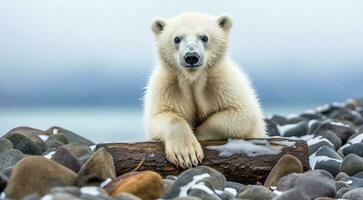 ai gerado polar Urso dentro a neve, polar Urso dentro a lago, branco Urso dentro a natureza, polar Urso dentro a polar regiões, fechar-se do branco Urso foto