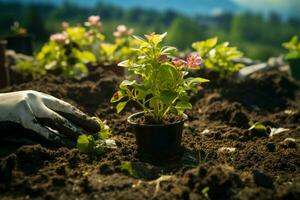 ai gerado de Meio Ambiente mordomia uma árvore ser plantado para contribuir para clima mudança mitigação ai gerado foto