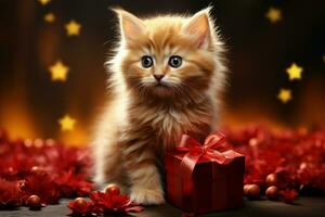 ai gerado patastivamente adorável uma doce gatinho aninhado com uma coração irradiando amor ai gerado foto