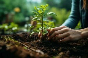 ai gerado verde iniciativa Novo árvore plantado Como parte do a luta contra clima mudança ai gerado foto