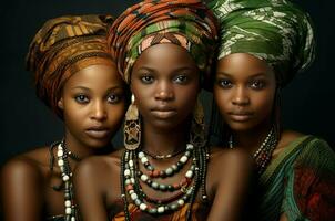 ai gerado tradicional africano mulheres tradicional pano. gerar ai foto