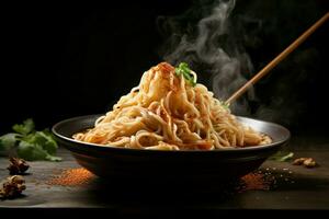 ai gerado satisfatório japonês chinês macarrão. gerar ai foto