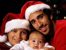 ai gerado uma homem e bebê a comemorar Natal foto