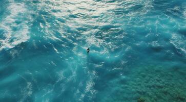ai gerado topo Visão do a mar, oceânico visualizar, coral azul água foto