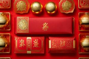 ai gerado chinês Novo ano festival decorações foto