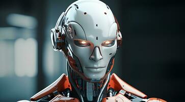 ai gerado retrato do uma ai robô, biônico robô face, retrato do uma robô, robótico face foto