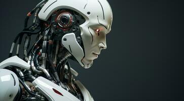 ai gerado retrato do uma ai robô, biônico robô face, retrato do uma robô, robótico face foto