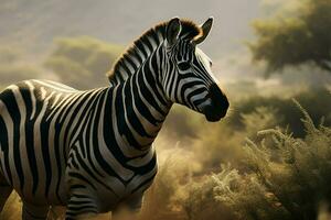 ai gerado floresta harmonia uma zebras detalhado retrato Misturando com naturezas paleta foto