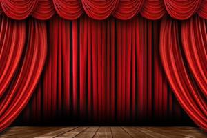 cortinas de palco vermelhas brilhantes com muitos tons foto
