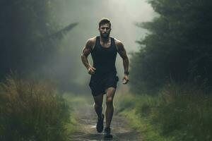 ai gerado enérgico homem manhã fitness. gerar ai foto