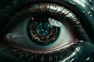 ai gerado Inovativa humano olho dentro robô. gerar ai foto