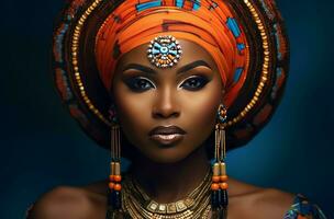 ai gerado vibrante africano mulher compras. gerar ai foto