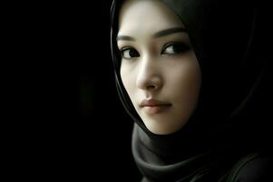 ai gerado focado bonita mulher hijab. gerar ai foto