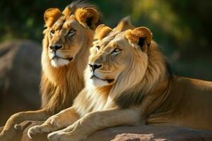 ai gerado africano leão rei e leoa. gerar ai foto