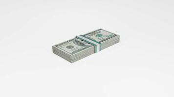 uma pilha do dólar contas em uma branco fundo 3d renderizar. foto