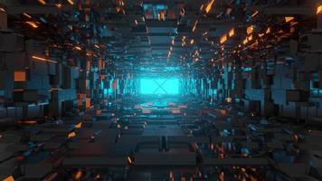 Ambiente de ficção científica futurista de renderização 3D, túnel vazio iluminado abstrato foto