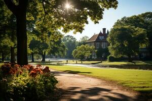 ai gerado Londres parque natural beleza debaixo uma Claro azul céu, melhor verão imagem foto