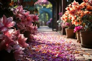 ai gerado guiando entrada para natureza santuário, Primavera sessão fotos