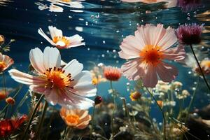 ai gerado submerso floral beleza e aquático habitat, Primavera sessão fotos
