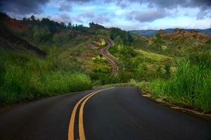 estrada curva artística na ilha de Kauai foto