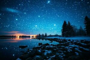 ai gerado estrelado inverno noites - generativo ai foto
