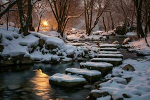 ai gerado Nevado pisar pedras - generativo ai foto