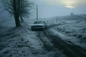 ai gerado Nevado campo drives - generativo ai foto