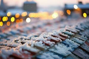 ai gerado Nevado telhados - generativo ai foto