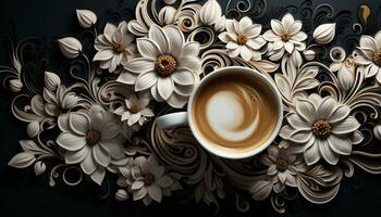 ai gerado frescor e elegância dentro uma solteiro flor, café amor símbolo gerado de ai foto