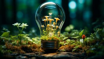 ai gerado verde inovação, natureza brilhante solução para sustentável energia gerado de ai foto