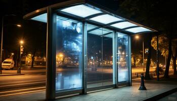 ai gerado brilhante cidade luzes iluminar a moderno arquitetura gerado de ai foto