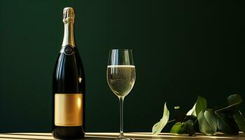 ai gerado luxo vinho garrafa reflete elegância e celebração gerado de ai foto