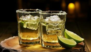 ai gerado refrescante tequila coquetel com Lima e gelo gerado de ai foto