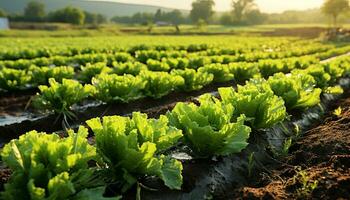 ai gerado fresco verde legumes crescer dentro uma saudável orgânico Fazenda gerado de ai foto