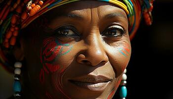 ai gerado sorridente africano mulher exala confiança e elegância gerado de ai foto