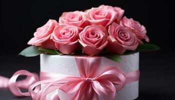 ai gerado romântico presente do amor, Rosa flor ramalhete gerado de ai foto