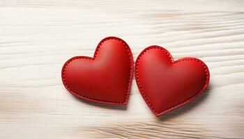 ai gerado amor e romance em uma de madeira coração forma gerado de ai foto