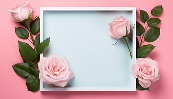 ai gerado romance flores dentro natureza Rosa pétala ramalhete gerado de ai foto