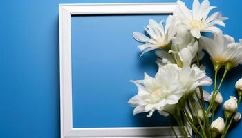 ai gerado azul flor dentro vaso traz frescor para dentro de casa gerado de ai foto