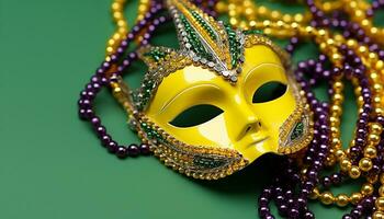 ai gerado mardi gras traje mascarar, celebração do vibrante cores gerado de ai foto