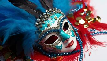ai gerado elegante mulheres dentro colorida máscaras comemoro tradicional festival gerado de ai foto