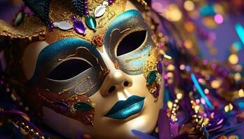 ai gerado colorida máscaras adicionar glamour para a viajando carnaval gerado de ai foto