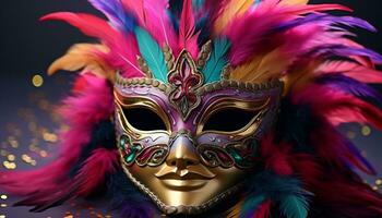 ai gerado emplumado mascarar, fantasia, celebração, festa, viajando carnaval, elegância gerado de ai foto