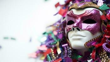 ai gerado tradicional festival celebração, colorida máscaras, ornamentado fantasias gerado de ai foto