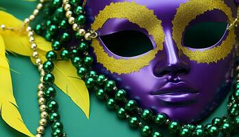 ai gerado mascarado beleza brilha às mardi gras celebração gerado de ai foto