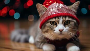 ai gerado fofa gatinho olhando às Câmera dentro inverno gerado de ai foto