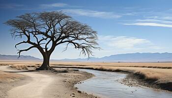 ai gerado solidão dentro controlo remoto África, seco areia dunas, extremo calor gerado de ai foto