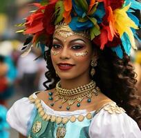 ai gerado tradicional festival comemora indígena cultura com mulheres dançarinos gerado de ai foto