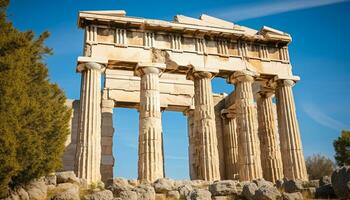 ai gerado antigo grego ruínas mostruário história e arquitetônico beleza gerado de ai foto